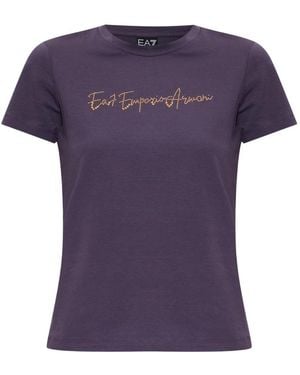 EA7 Sequin Logo T-Shirt - Paars