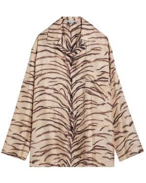 Stella McCartney Silk Shirt With Tiger Print - Brown