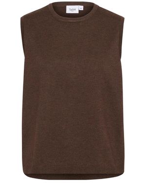 Saint Tropez Gestrickte weste dark oak melange - Braun