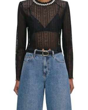 Self-Portrait Round-Neck Knitwear - Noir