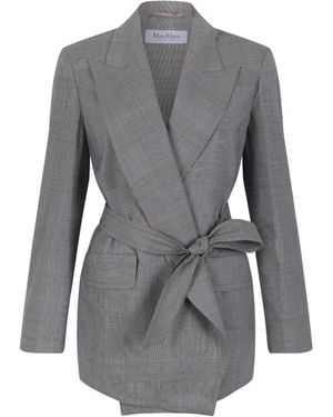Max Mara Jassen ,Grijs ,Wol Omslag-Stijl Maatwerk Blazer
