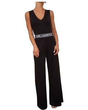 Karl Lagerfeld Logo Tape Jumpsuit - Zwart