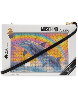 Moschino Puzzle Box Leder Tasche - Blau