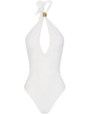 Elisabetta Franchi Einteiliger Badeanzug Mit Schmuckdetail - Weiß