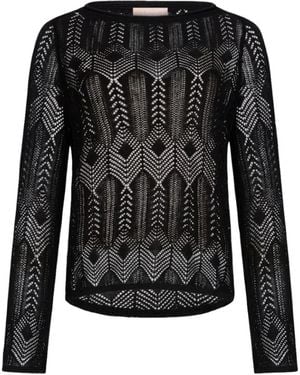 Liu Jo Lochmuster-Pullover Mit Rundhalsausschnitt - Schwarz