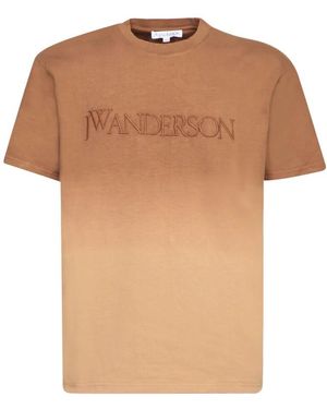 JW Anderson Braunes geprägtes logo-t-shirt