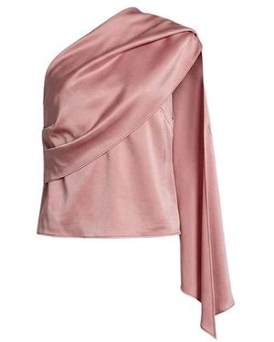 Alberta Ferretti Tops ,Roze ,Satijn Satijnen Top Met Één Schouder En Draperie