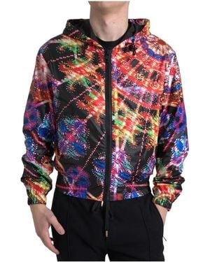 Dolce & Gabbana Vegas Lights Print Hooded Jacket - Rood