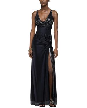 Rabanne Maxi-Jurk Met Watervalhals - Zwart