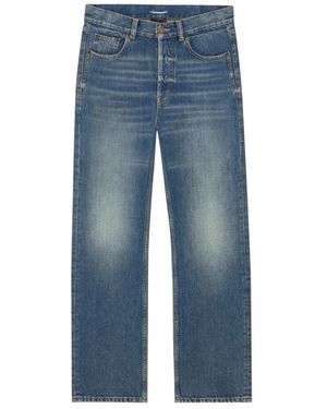 Saint Laurent Loose Straight Mid-Rise Jeans - Blauw