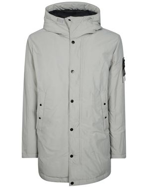 Stone Island Jassen ,Leer Lange Dons Parka - Grijs