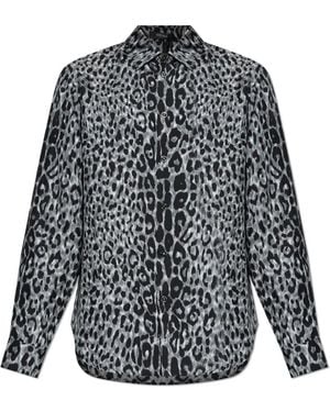 Versace Seidenshirt Mit Tiermotiv - Schwarz