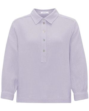 Opus Langarm-Poloshirt - Lila