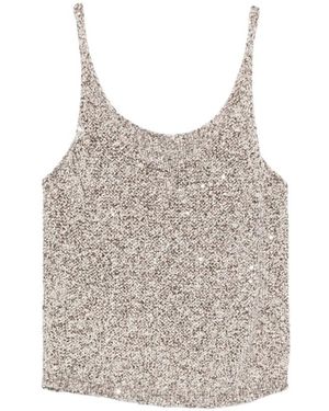 Alysi Tops ,Veelkleurig ,Pailletten Top Met Pailletten - Grijs