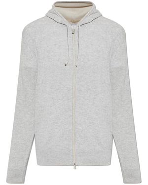 Eleventy Truien & Vesten ,Grijs ,Leer Cashmere Hooded Cardigan