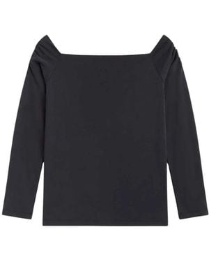 Thinking Mu Tops ,Zwart ,Katoen Berta Top - Blauw