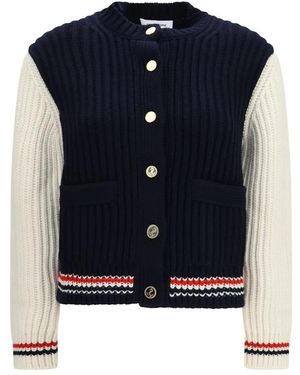 Thom Browne Tweekleurig Kasjmier Vest - Blauw