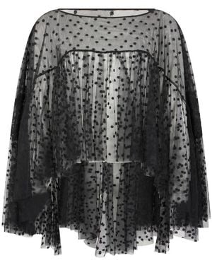 Alberta Ferretti Kanten Blouse Met Boothals - Zwart