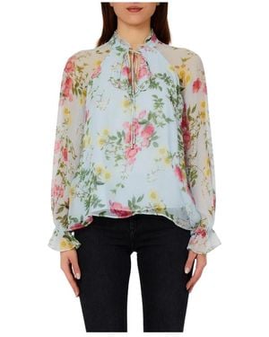 Liu Jo Overhemden ,Veelkleurig ,Gekreukelde Bloemenblouse - Blauw