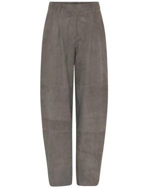 Bruuns Bazaar Leather Trousers - Gris