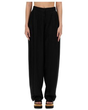 Stella McCartney Panelen Satin Taps Toelopende Broek - Zwart