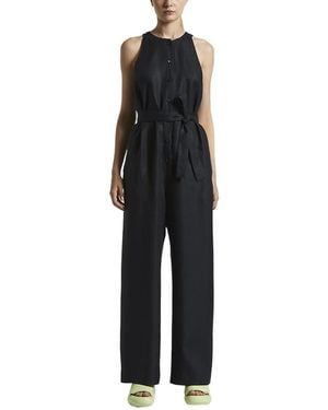 Peserico Einfarbiger Jumpsuit Aus Reinem Leinen-Gabardine - Schwarz