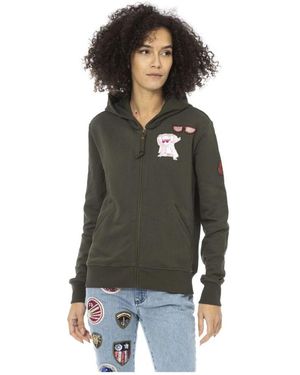 MR & MRS Hoodie mit langen ärmeln und applikationen - Grün