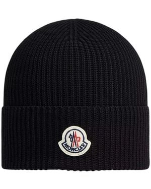 Moncler Logo Cotton Beanie - Zwart