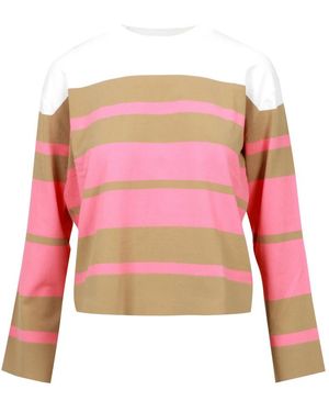 Kaos Hoodies & Sweatvesten ,Veelkleurig ,Katoen Gestreepte Katoenen Ronde Hals Sweaters - Roze