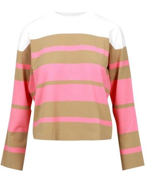 Kaos Hoodies & Sweatvesten ,Veelkleurig ,Katoen Gestreepte Katoenen Ronde Hals Sweaters - Roze
