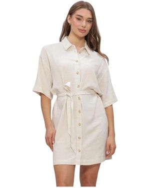 Object Kleedjes ,Objsanne 2/4 Lo Shirt Dress - Wit