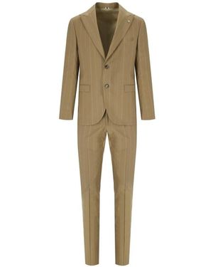 Manuel Ritz Single Breasted Suits - Natural