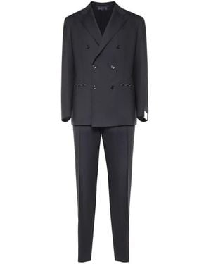 Lubiam Kostuums ,Blauw ,Wol Double Breasted Suit - Zwart