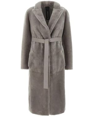 Blancha Reversible Shearling Coat - Gray