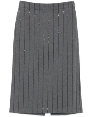 Brunello Cucinelli Grijze Katoenen Rechte Zoom Rok - Grijs