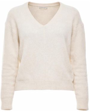 Transit Milk V-Neck Alpaka-Mischpullover - Weiß