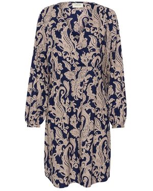 Cream Blaues paisley kleid mit v-ausschnitt