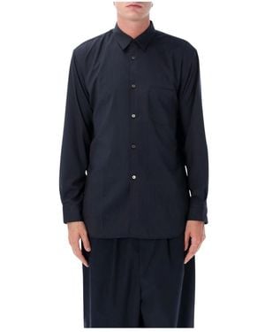 Comme des Garçons Overhemden ,Blauw ,Wol Wool Shirt Gessata