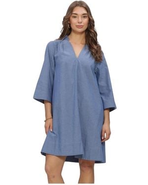 SELECTED Kleedjes ,Blauw ,Katoen Slfkira Talia Oversize 3/4 Jurk
