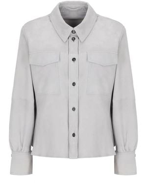 Marella Overhemden ,Grijs ,Suède Mllapogeo Suède Shirt