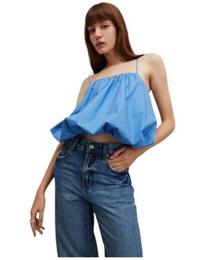 Isabelle Blanche Blaues Crop Top Mit Dünnen Trägern