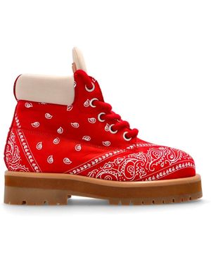 PDF Lace-Up Boots - Rood