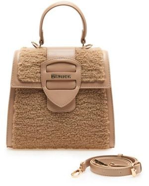 Blauer Pelz Crossbody Tasche - Braun