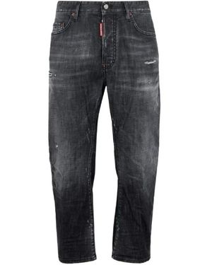 DSquared² Jeans ,Zwart ,Leer Straight Jeans - Grijs