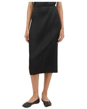 Issey Miyake Falda Midi Plisada Elegante, Mujer, Talla - Negro