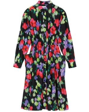 KENZO Blurred Flowers Hemdblusenkleid - Schwarz