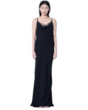 Mugler V-Ausschnitt Maxikleid Mit Rückenriemen - Blau