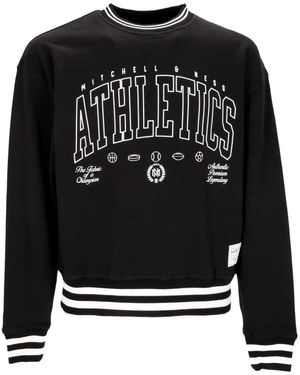 Mitchell & Ness Hoodies & Sweatvesten ,Zwart ,Katoen Zwarte Crewneck Sweatshirt Zachte Pasvorm