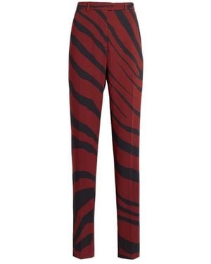 Roberto Cavalli Zebra Print Pants - Red