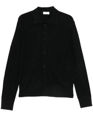 Paolo Pecora Cardigan Mit Polokragen Und Chevron-Strickmuster - Schwarz